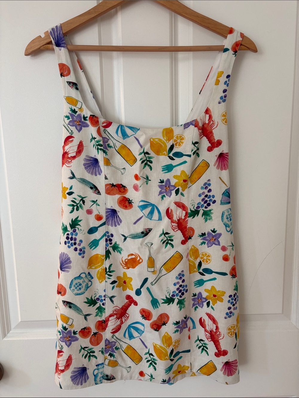 Show Me Your MuMu White Mini Dress with Colorful Summer Motifs